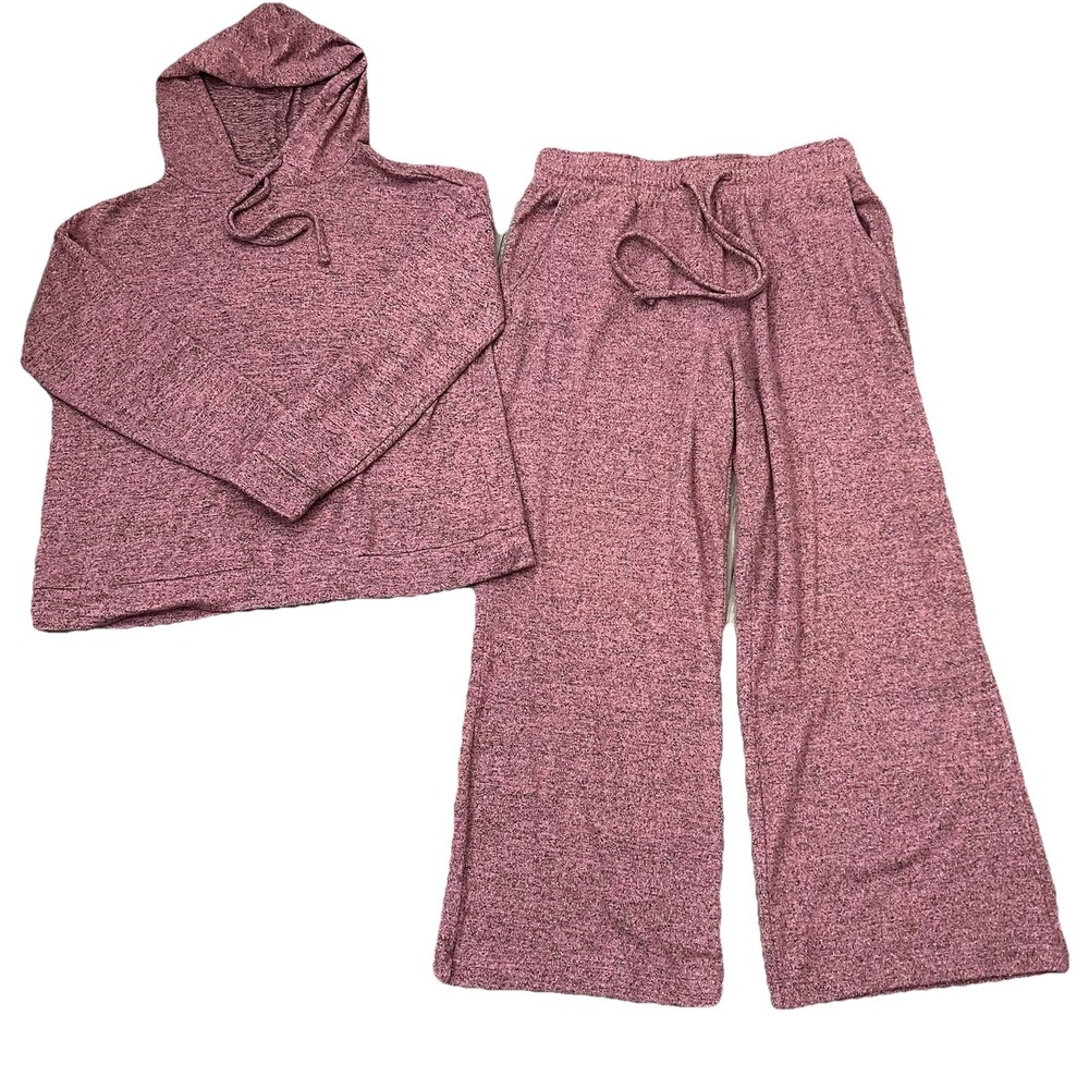 Cato Lounge Set Womens L Live Well 2 Piece Hoodie Wide Leg Pants Soft Stretch